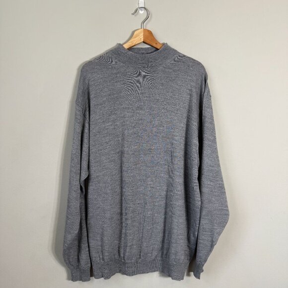 NWOT Giglio Rosso Wool Mock Neck Sweater Pullover Men's XXL Gray Italian Casual - Picture 2 of 12